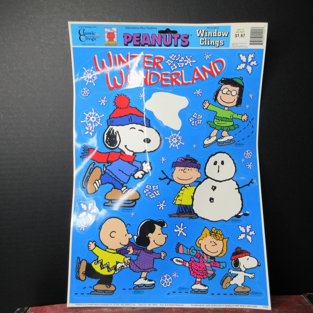 Peanuts Classic Clings Winter Wonderland Window Clings Decals Snoopy Charlie